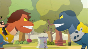 Vignette du programme télé Oscar & Malika, toujours en retard (Le dinosaure) S1 (49/52)