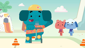 Vignette du programme télé Les Moodz (Oups veut réussir à faire de la trottinette) S1 (8/52)
